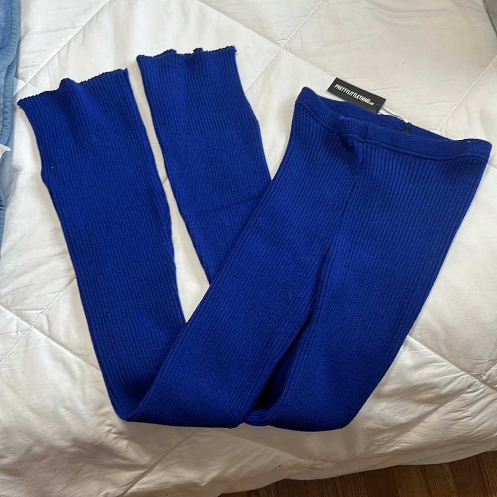 NWT Ribbed Knit Blue Pants - Picture 2 of 7